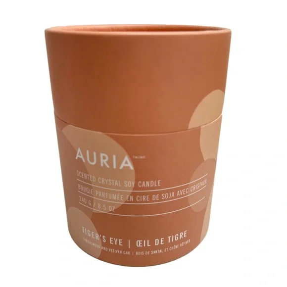 ✨Sold✨Auria Scented Crystal Soy Candle Tiger’s Eye 8.5 oz Sandalwood & Vetiver - Picture 3 of 9